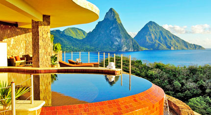 St Lucia's Jade Mountain offers some of the best Caribbean weddings